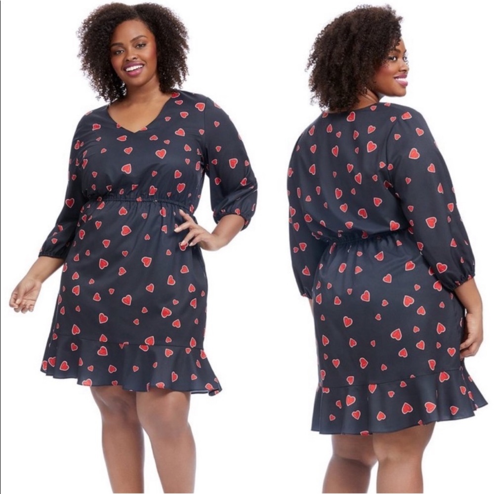 Hutch Anthropologie Heart Print Fit and Flare Mini Dress Size 4X Valentine's